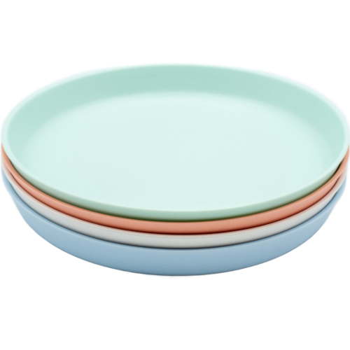 WeeSprout Kid-Sized Bamboo Melamine Plates, Set of 4