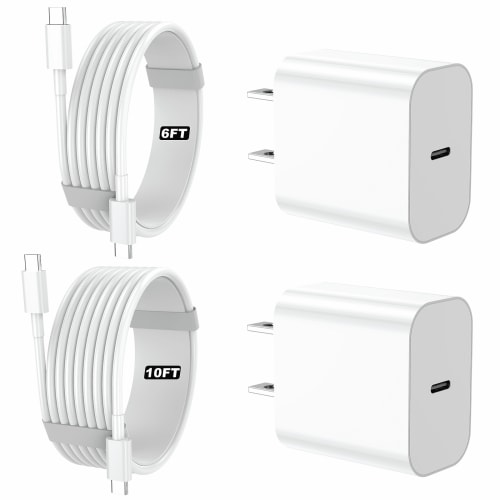 GREPHONE 20W USB C Charger with 6ft and 10ft USB C Cables for iPhone 16/15 and iPad