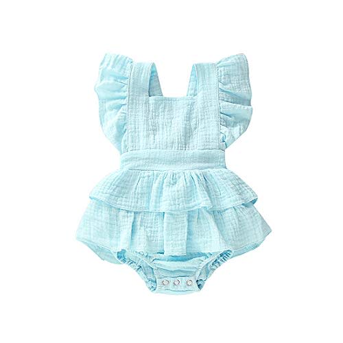 Douhoow Infant Baby Girl Romper Baby Ruffle Bodysuit Jumpsuit One-Piece Cotton Linen Clothes