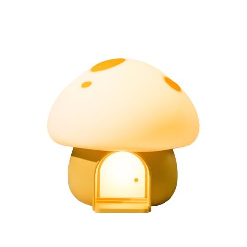 Mushroom Night Light for Kids, Cordless Silicone Lamp, Toddler Nightlight | Mushroom Lights, Squishy Touch Nightlight for Toddler & Baby, Kids Night Light, Breastfeeding Nursery Decor（Yellow）