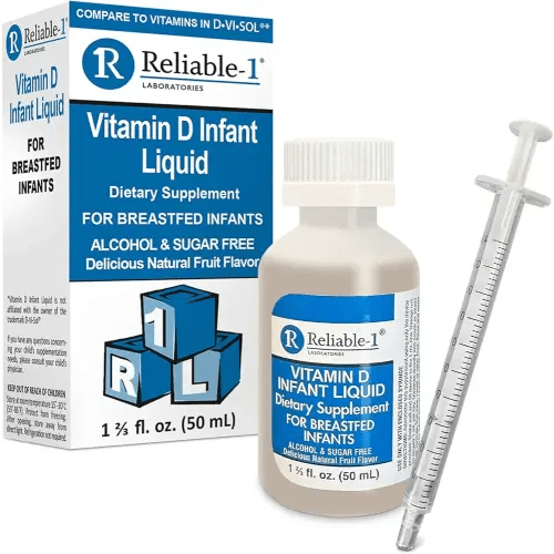 Reliable-1 Laboratories Infant Liquid Vitamin-D Drops (Natural Fruit Flavoring) Sugar & Alcohol Free, for Breast Feeding Babies 0-12 Months and Up