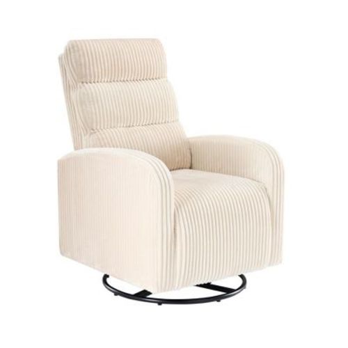 JIONJOY 360° Swivel Rocking Nursery Chair – Corduroy Fabric with Thickened Cushion, High Back Comfy Chair