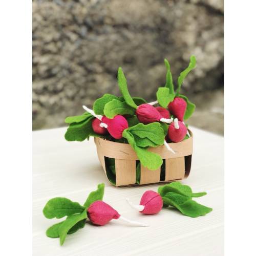 2 Radish play food (felt food, vegetables, pretend play kids kitchen, plush toy, cooking toys, doll fake food, farmers market for baby)