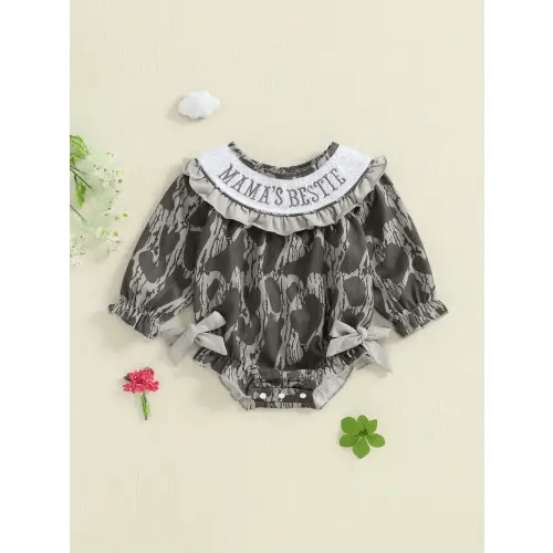 baby girls' mama's bestie camouflage letter embroidery - Temu