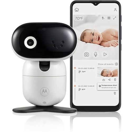 Motorola Nursery PIP1010 Motorized Video Baby Monitor Camera, HD 1080p, Remote Pan/Tilt/Zoom, 2-Way Audio, Room Temp Sensor, Lullabies, Night Vision