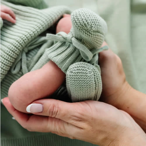 Knit Booties - Sage