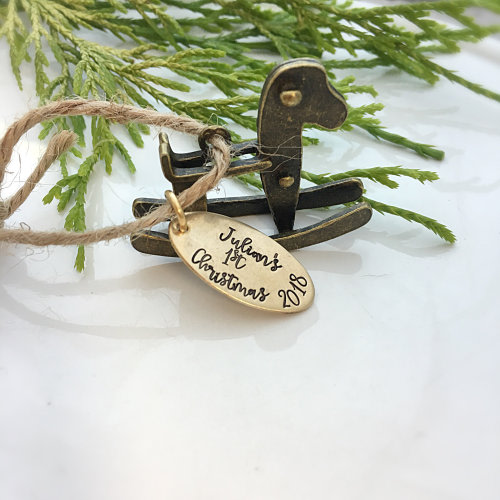 Custom Baby’s First Christmas Ornament - Personalized Christmas Ornament - Rocking Horse Ornament - New Baby Gift - Rustic Holiday Decor
