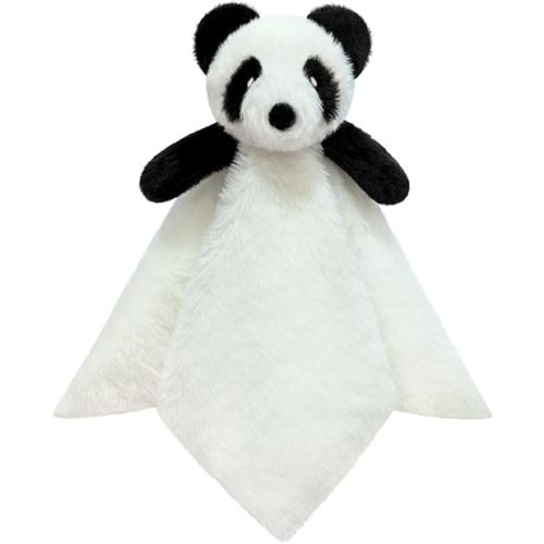 Baby White Panda Soft Stuffed Animal Security Blanket, Plush Panda Character Lovey Blanket, Baby Shower/Nursery Gift, Newborn Infant Toddler Snuggle Blankie for Girls Boys, 14 Inches