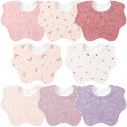 Bearmoss Muslin Cotton baby Bibs-8 Pack muti-function Drool Bibs Adjustable Baby Bibs for Unisex Baby Girls & Boys