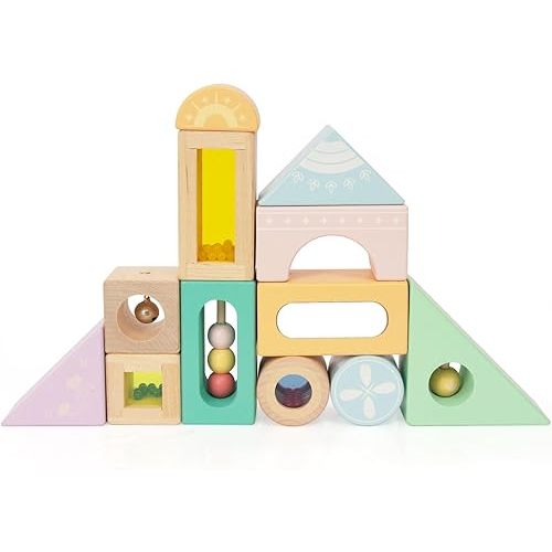 Fun with Sounds Wooden Discovery Blocks for Toddlers with Acoustic Sounds, Toddler Toys for Preschool Learning Activities (Green)