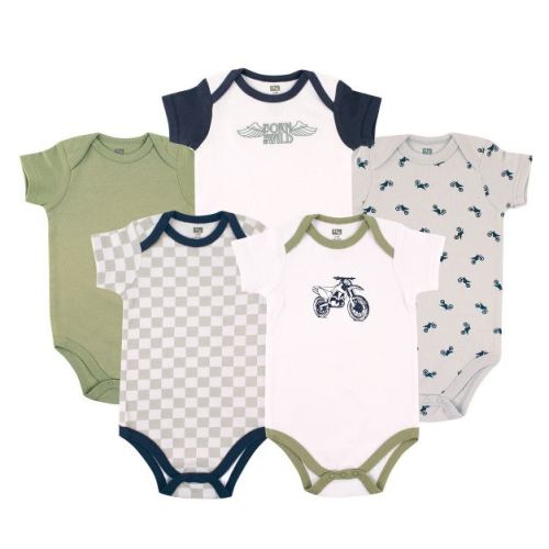 Hudson Baby Infant Boys Cotton Bodysuits 5pk, Dirt Bike, 3-6 Months