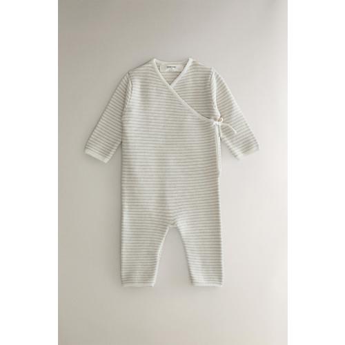COTTON AND SILK BABY ROMPER - Light beige | 0-3mo
