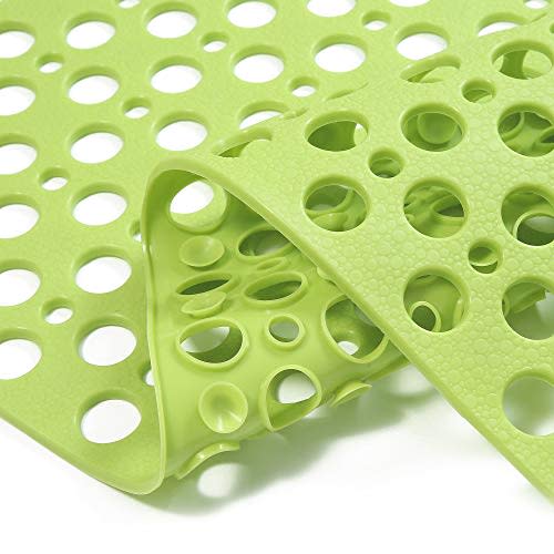 Mantto Nonslip Bathtub Mat Extra Soft TPE Bath Mat for Kids, Machine Washable Bathroom Shower Mat, Smooth/Non-Textured Tubs Only, 30L x 17W Inch (Green)