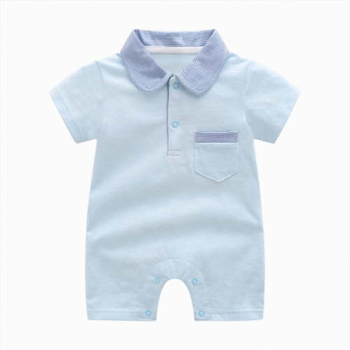 KPOPLK Toddler Romper Summer Short Sleeve Cotton Jumpsuit Soft Bodysuit One-Piece Cute Print Clothes Unisex for 3 6 12 18 Months Size 0-3 Months,Sky Blue