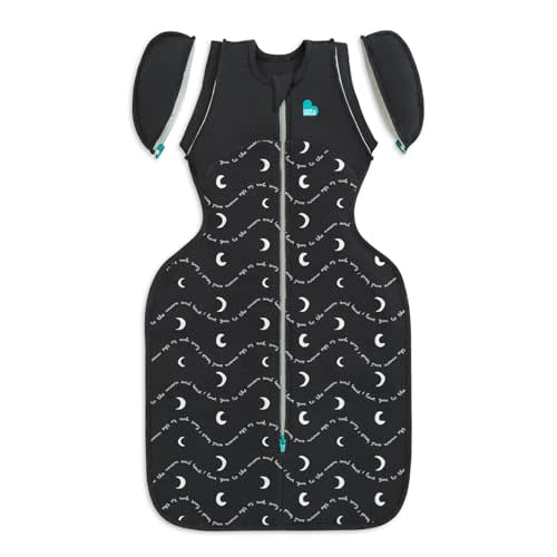 Love to Dream Transition Bag 1.5T Stretch Cotton Fleece, Medium (6-8.5kg) Stage 2, Soft & Comfortable, Ideal for Baby’s Sleep Routine, Moon & Back, Charcoal