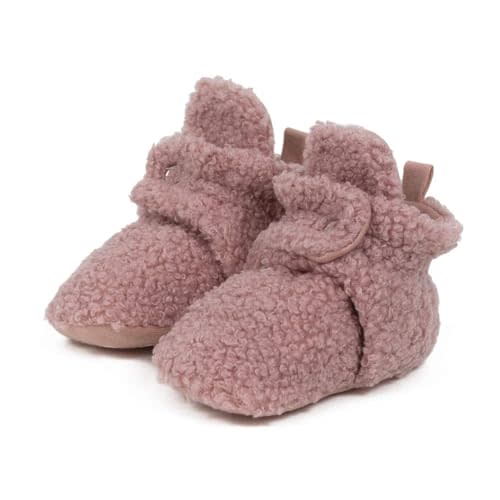 Robeez Baby Girls and Boys Crib Fleece Sherpa Snap Booties with Slip-Resistant Soles for Infant and Toddler, 0-18 Months