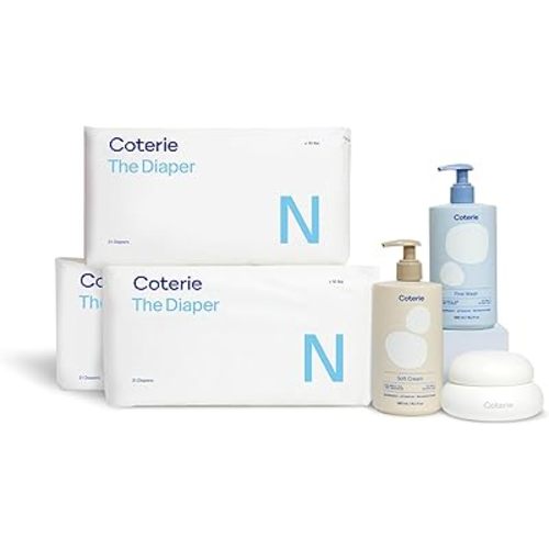 Coterie Baby Dry Skin Skincare Essentials Set | 16.2 oz Face + Body Lotion, 4.7 oz Diaper + Dry Skin Balm | Fragrance Free, Safe for Sensitive Skin, Hypoallergenic, Microbiome Friendly, Eczema Safe