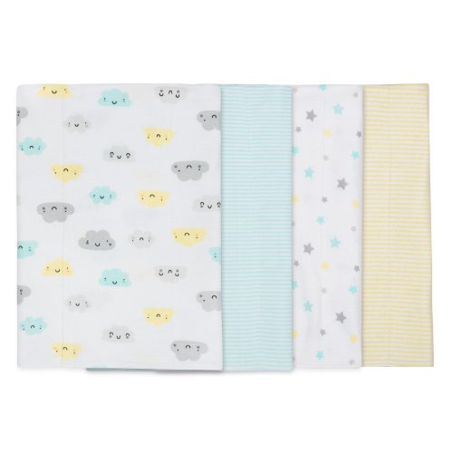 Gerber® 4-pack Neutral Clouds Flannel Burpcloth– Gerber Childrenswear