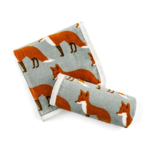{Milkbarn} Organic Cotton Wash Cloth Set :: Orange Fox