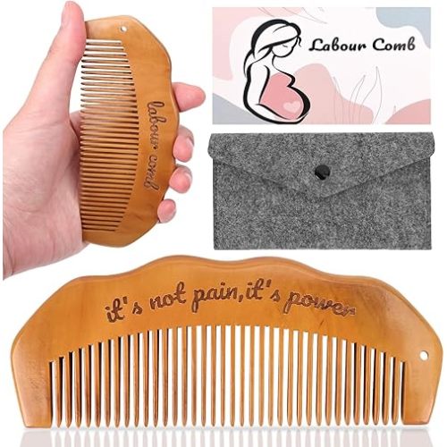Birthing Comb for Labour, Birth Comb for Labor, Wooden Peigne Accouchement, Perineal Massage Tool, Pregnancy/Hospital Bag Essentials, Delivery Must Haves, Postpartum Gifts for Mom