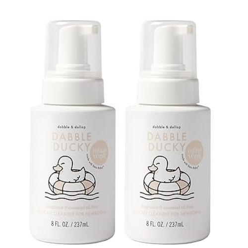 Dabble & Dollop Foaming Infant Wash – Natural Baby Cleanser, Unscented & Essential Oil–Free, No Dyes, Tear-Free, Vegan (2-Pack)
