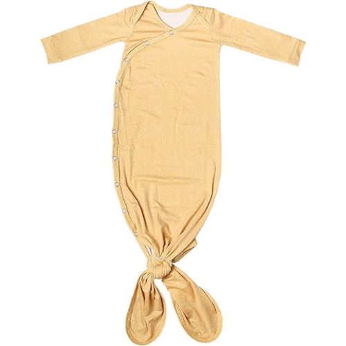 Copper Pearl Baby Gown - Knotted Newborn Sleepers for Baby Boy and Girl, Soft Stretchy Long Sleeve Infant Gowns with Bottom Tie and Hand Mittens, Perfect Hospital Coming Home Outfit (Marigold)