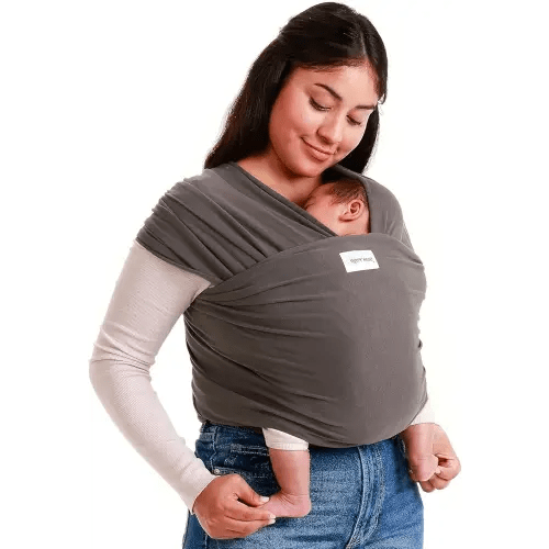 Sleepy Wrap Stretchy Ergonomic Baby Carrier Sling for Newborns to Toddlers - Hands-Free Lightweight Baby Wrap 7-35 lbs (Dark Gray)