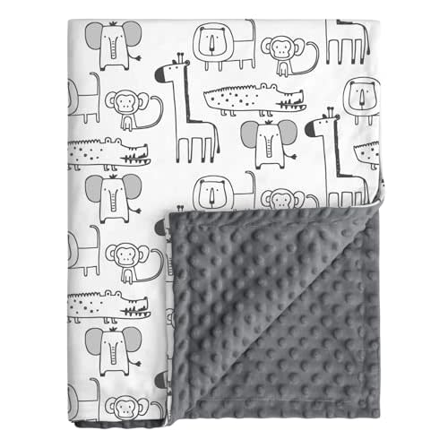 CIVARUA KIDS Baby Blankets for Boys Girls, Gray Animals, 30x40 | Soft Cozy Fleece Receiving Blanket for Newborn & Toddler, 3D Minky Dotted Backing, Breathable for Crib, Stroller & Tummy Time