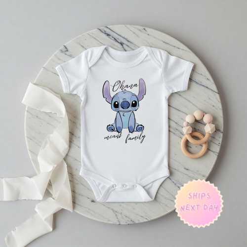 Ohana means family, little stitch,  Baby Bodysuits & Kids T-Shirt Clothing - Unique Designs for Your Little One! Baby showers, Birthday