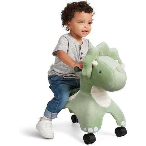 Radio Flyer Dash the Rolling Dinosaur Ride On, Ages 1-3, EZ-Glide 360-degree Wheels, Easy Grip Handles, Soft Plush Face, Ideal for Active and Imaginative Play, Toddler Ride On Toys