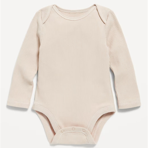 Long-Sleeve Ribbed Henley Bodysuit for Baby