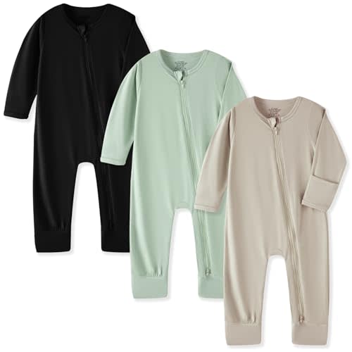 Baby Footless Pajamas Rayon from Bamboo Sleepers With 2-Way Zipper&Mittens | 0-24 Months Unisex Infant Clothes Romper,Tagless, Machine Washable, for Sleep and Play, Daily Wear, Baby Shower Gifts