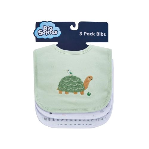 Big Softies Cotton Bib 3 Pack Turtle