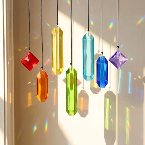 7Pack Prisms Crystal Suncatchers for Windows Hanging Rainbow Maker | Sun Catcher Indoor Windows Outdoor Home Garden Christmas Tree Ornaments Gift For Mom Women