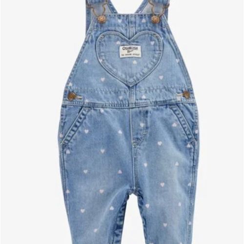 Baby Heart-Print Knit Denim Overalls - Blue - OshKosh B'gosh | Carter's
