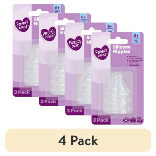 (4 pack) Parent's Choice™ Fast Flow Silicone Nipples 3 Pack
