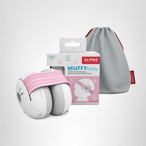 Alpine Muffy Baby Ear Protection for Babies and Toddlers up to 36 Months - CE & ANSI Certified - Noise Reduction Earmuffs - Comfortable Baby Headphones Against Hearing Damage & Improves Sleep - Blush