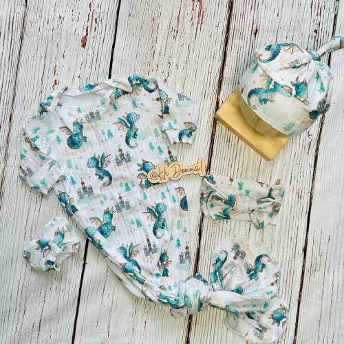 Dragon Baby Gown Set – Fantasy Castle Newborn Outfit