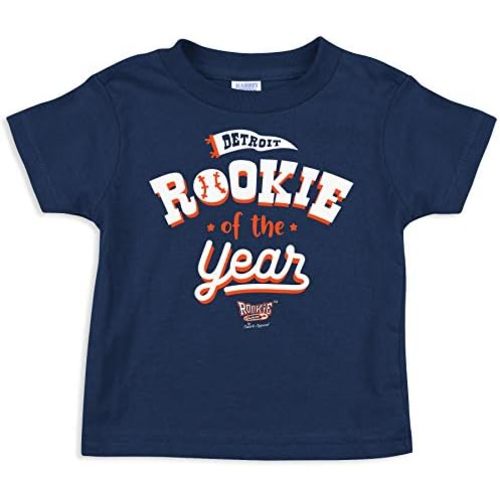Smack Apparel Detroit Baseball Fans. Rookie of the Year Navy Onesie or Toddler Tee (NB-7T)