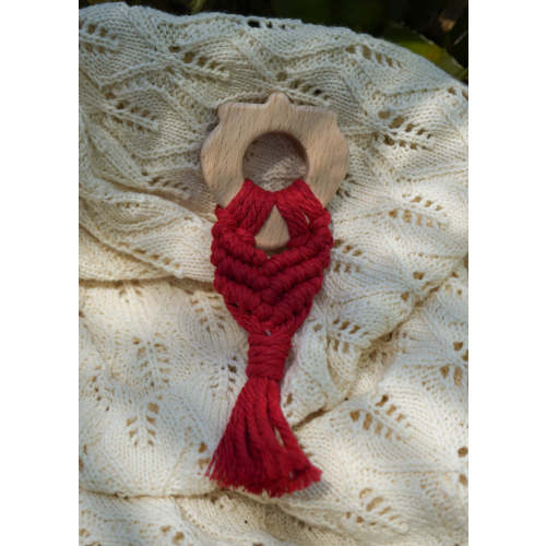 NEW! Macramé Teether ~ Organic Cotton ~ Red Strawberry