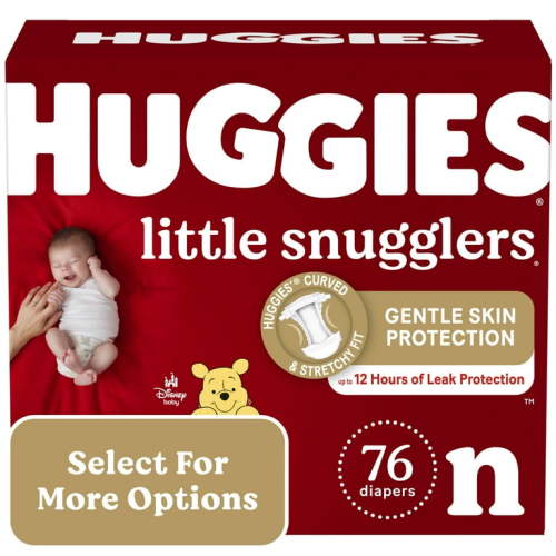 Huggies Little Snugglers Baby Diapers, Size Newborn (up to 10 lbs), 76 Ct (Select for More Options)