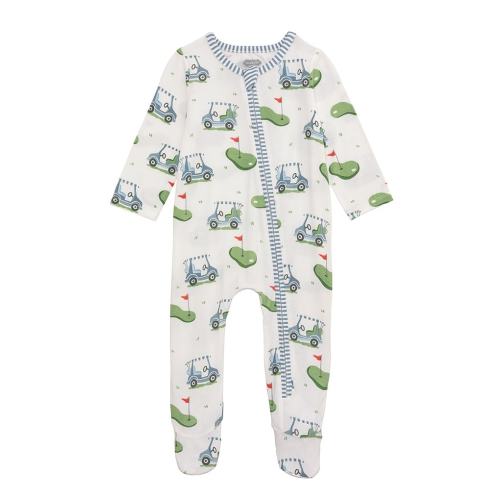 Mud Pie Babys Long-Sleeve Golf-Theme-Printed Footed Coverall