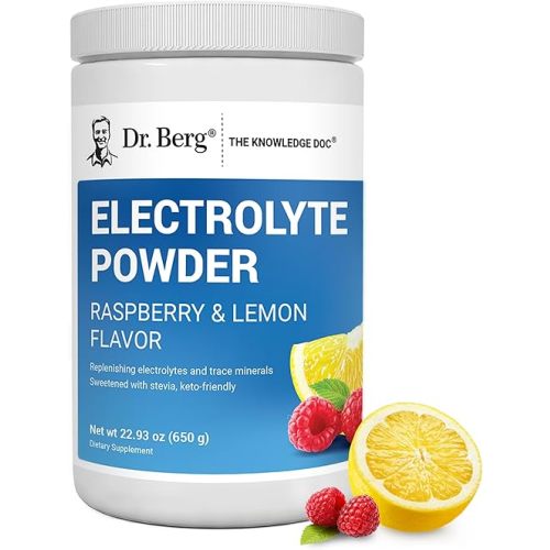 Dr. Berg Zero Sugar Hydration Keto Electrolyte Powder - Enhanced w/ 1000 mg of Potassium & Real Pink Himalayan Salt (NOT Table Salt) - Raspberry & Lemon Flavor Hydration Drink Supplement, 100 Servings