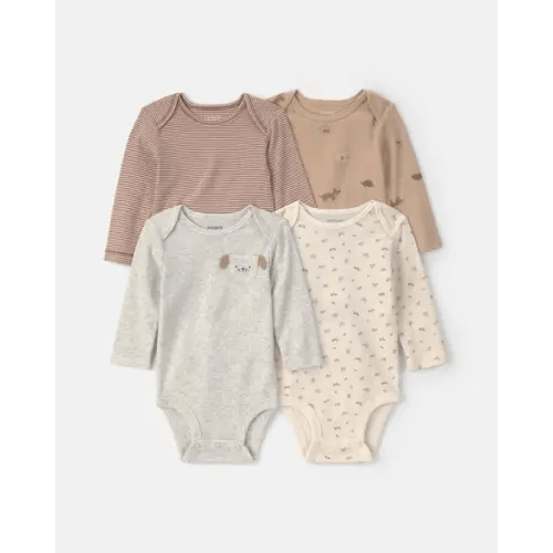 Baby 4-Pack Dog Long-Sleeve Bodysuits - Brown/Grey/Ivory | Carter's