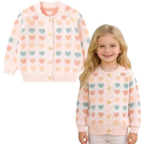 Simplee kids Baby Girl Knit Cardigan Sweater Cream Cotton Autumn Coat