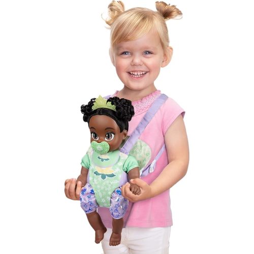 Disney Princess Tiana Baby Doll Deluxe with Tiara, Carrier, Plush Friend, Pacifier, Bib & Baby Bottle [Amazon Exclusive]