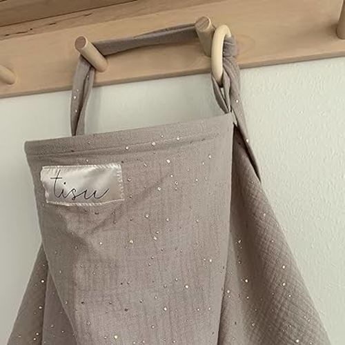 Nursing Cover for Baby Breastfeeding & Pumping | Multi Use Car Seat Stroller Cover | Breathable Soft Muslin Cotton | Breast Feeding Apron & Shawl by TISU (Taupe Beige)