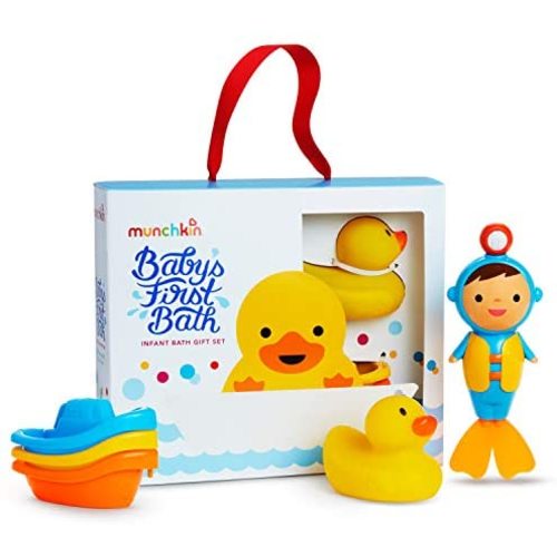 Munchkin Baby's First Bath, Bath Toy Set, Includes Gift Box for Baby Registries and Gifting