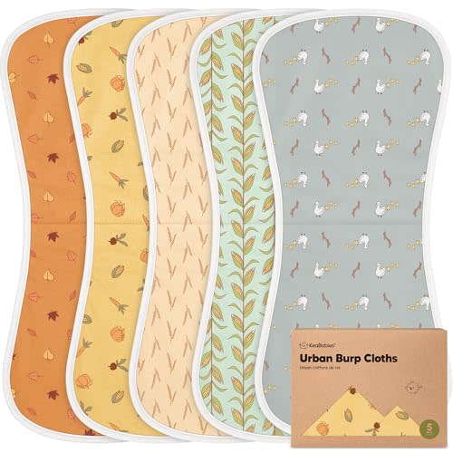Organic Burp Cloths Baby Boy & Girl, 5-pack Cotton Burp Rags (Countryside) | Super Absorbent Cotton Burping Cloths for Babies, Soft, Plush, Newborn, Infant Towels, Milk Spit Up Rags, Large 21x10
