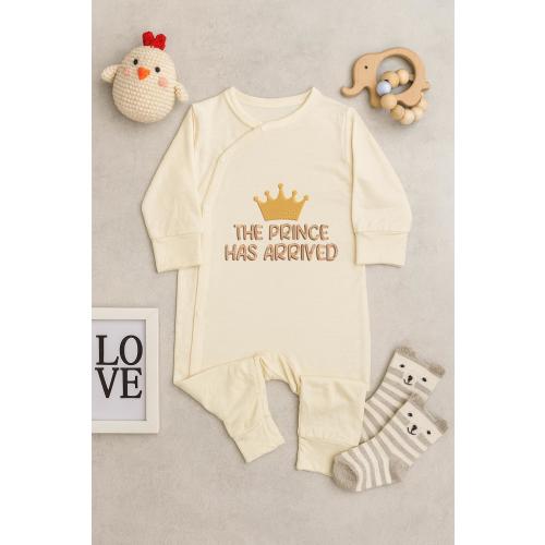The Prince Has Arrived Embroidered Baby Bodysuit, Royal Theme Newborn Romper, Baby Boy Coming Home Outfit, Baby Shower Gift